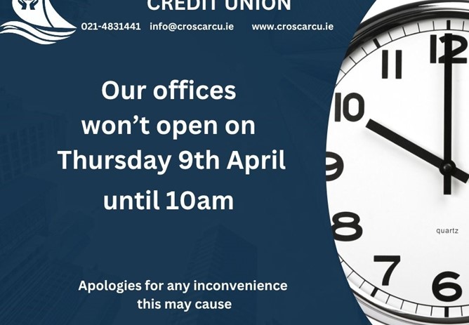 Late opening on Thursday 9th April